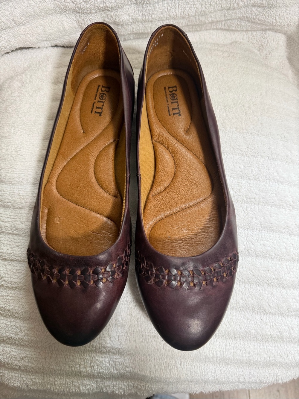 Born Women Madeleine Ballet Slip on Leather Flats Deep Burgundy Size 11